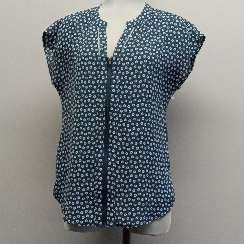Pleione Anthropologie sleeveless cut out front zip blouse top 90s Y2K size Small